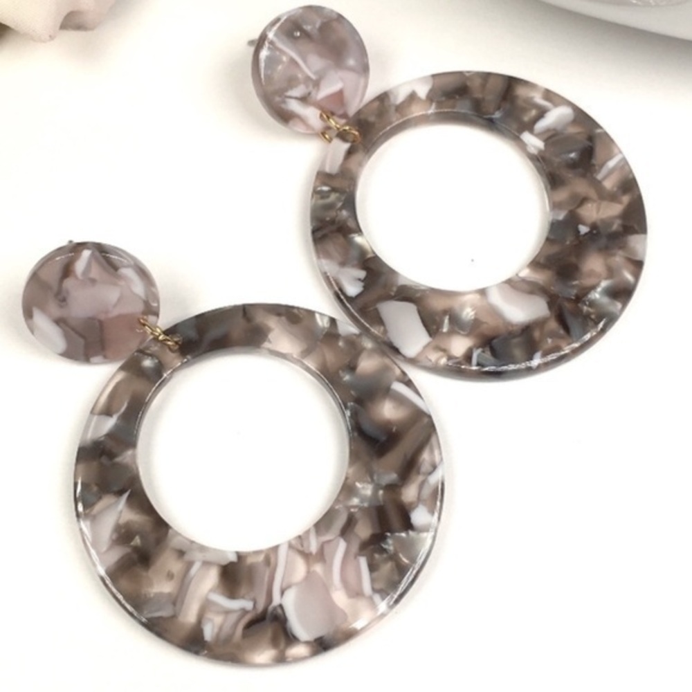 BOHO Brown Terra Acrylic Round Dangle Earrings